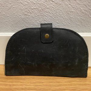 Distressed black leather Able clutch